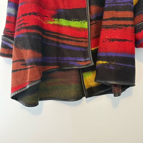 Joseph Ribkoff Abstract Stripe Waterfall Collar Jacket Size 8 Multicolour - Picture 4 of 7